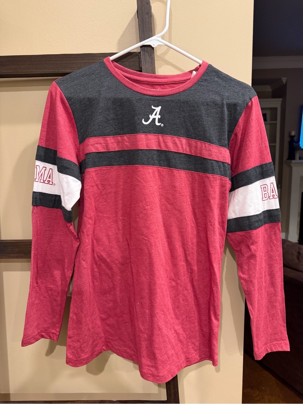 Pressbox Women's Crimson, Gray & White Long-Sleeve Tee